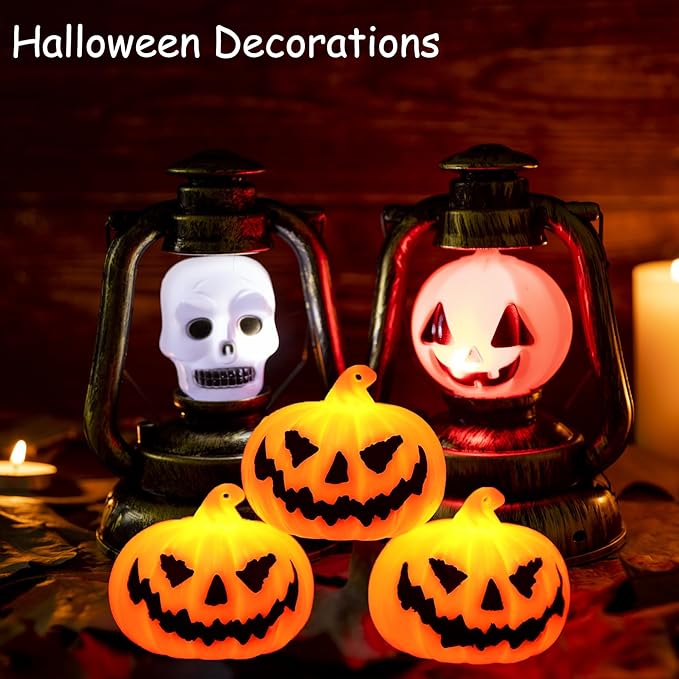 2.2in Mini Carved Jack Halloween Pumpkin Light（3pack）
