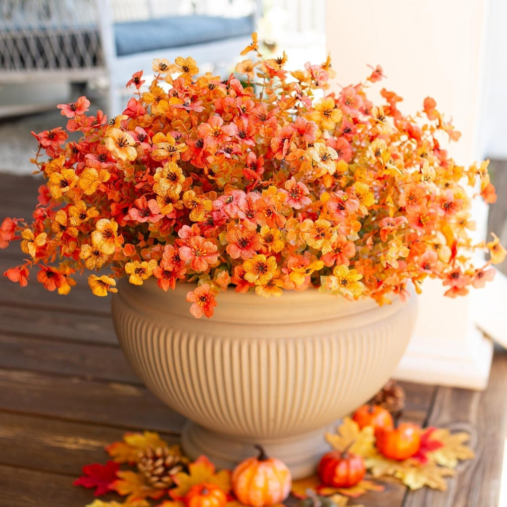 💐12PCS Artificial UV-resistant flowers: suitable for patios, porches and balconies-F Orange Yellow