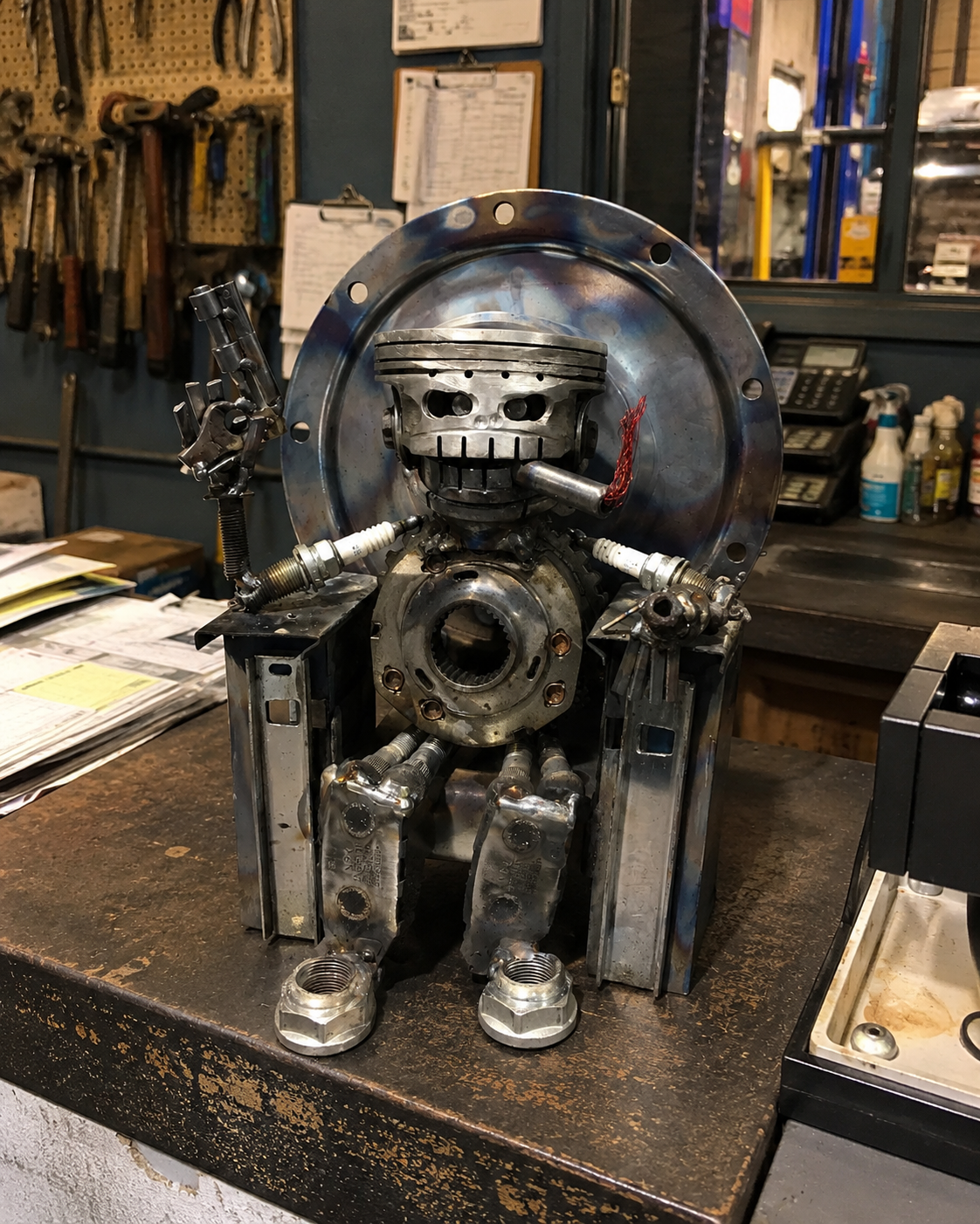 Handmade "Big Boss" Piston Robot Sculpture