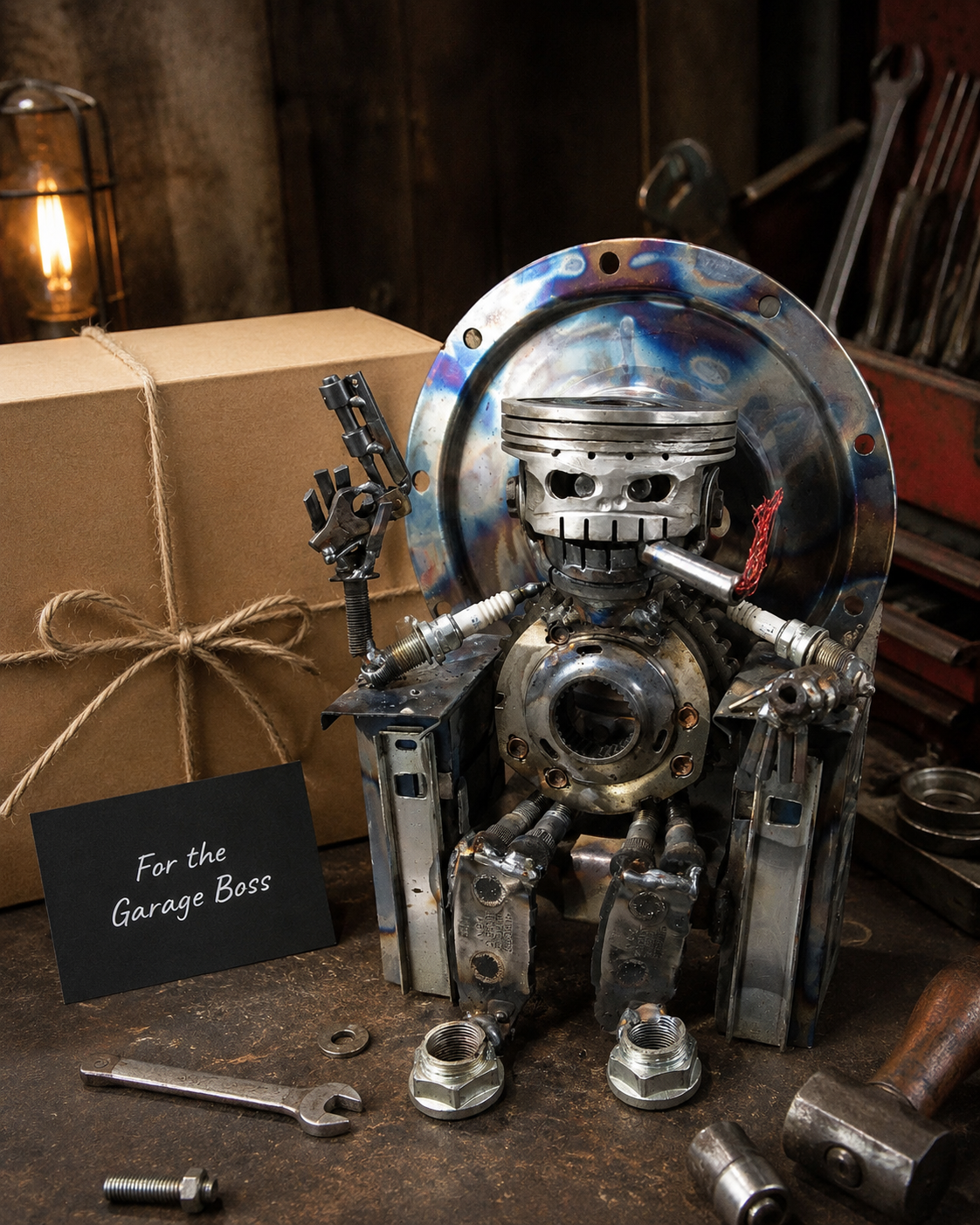 Handmade "Big Boss" Piston Robot Sculpture