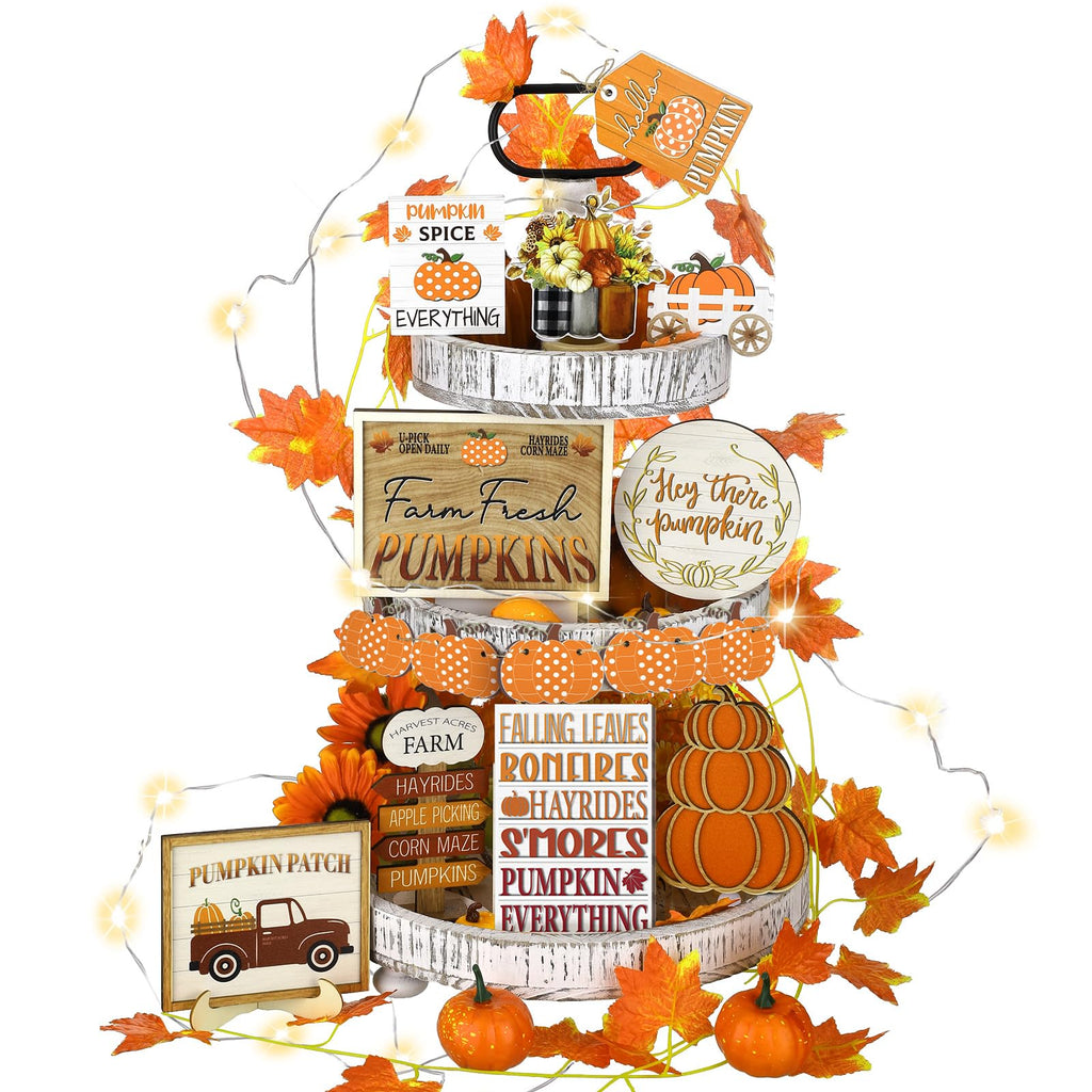 🎃Halloween Tiered Tray Decor Set Cute Halloween Wooden Signs