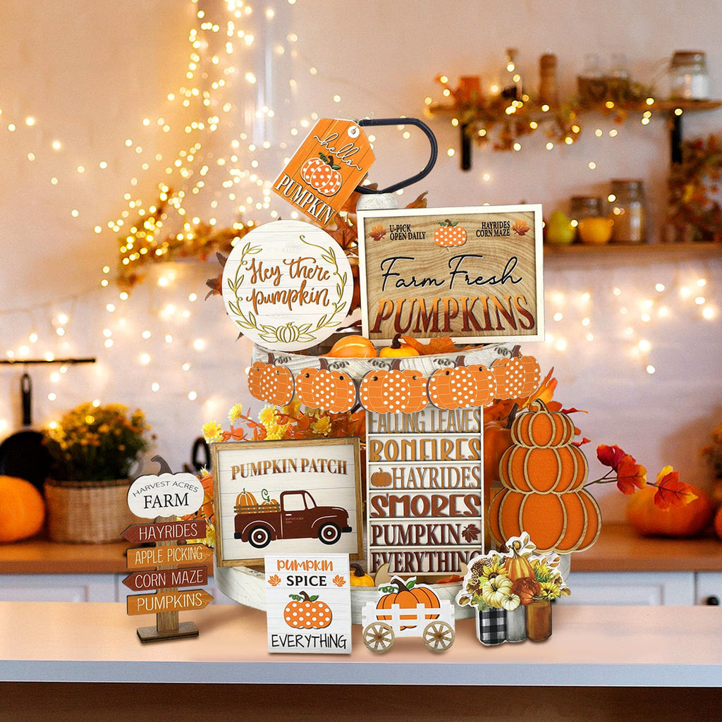🎃Halloween Tiered Tray Decor Set Cute Halloween Wooden Signs