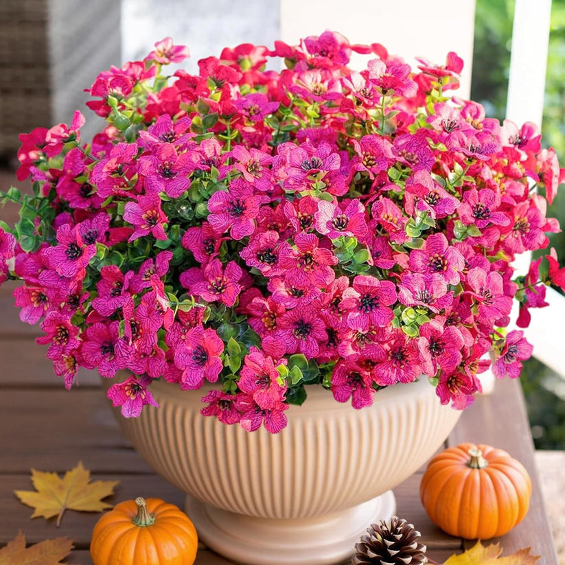💐12PCS Artificial UV-resistant flowers: suitable for patios, porches and balconies-Rose Red