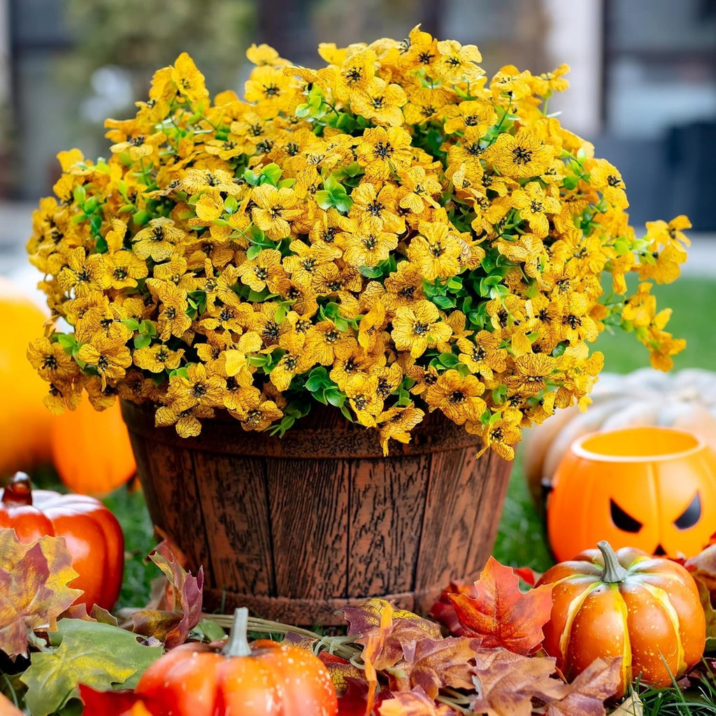 💐12PCS Artificial UV-resistant flowers: suitable for patios, porches and balconies-Yellow