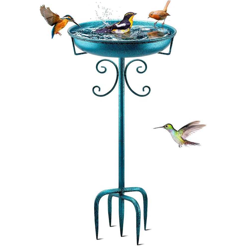 Vintage Metal Bird Bath & Feeder – 35" Garden Stake