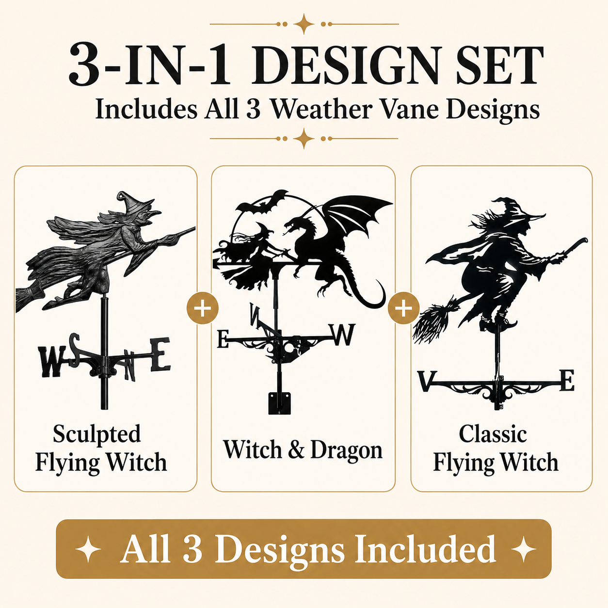 Flying Witch Weathervane – Magical Outdoor Garden & Porch Decor