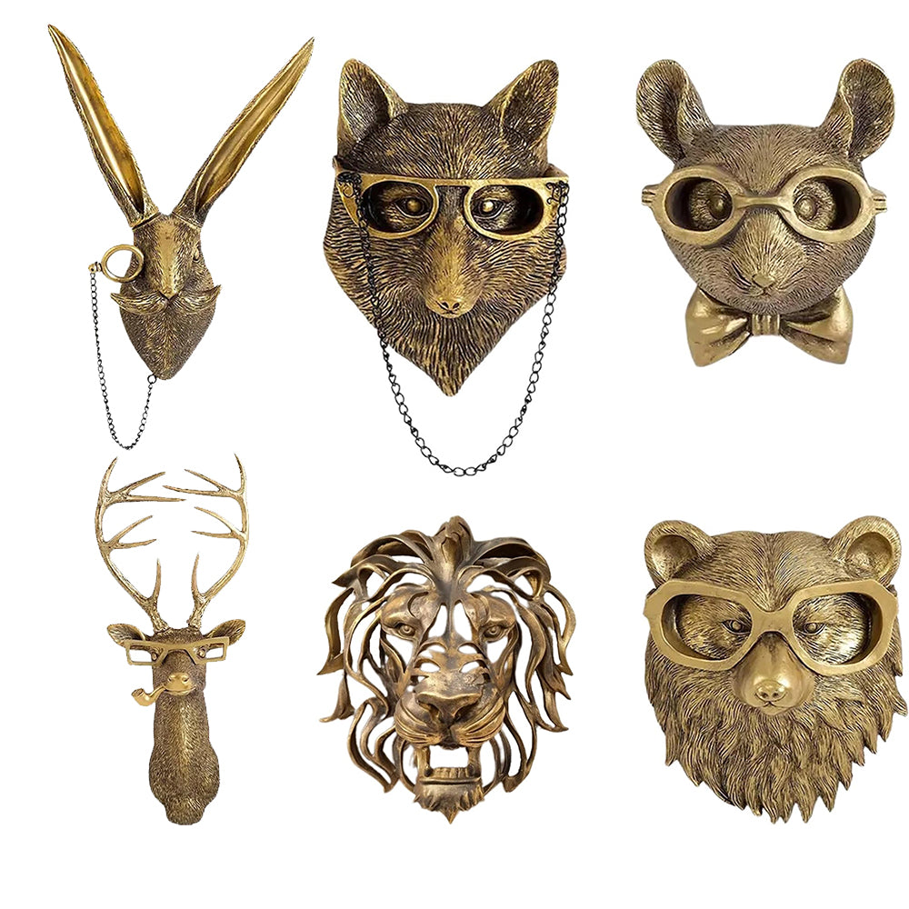 🦁🦓✨ 6‑Pack Gold Animal Head Wall Sculptures – Limited Stock 50% Off!🚚🏷️